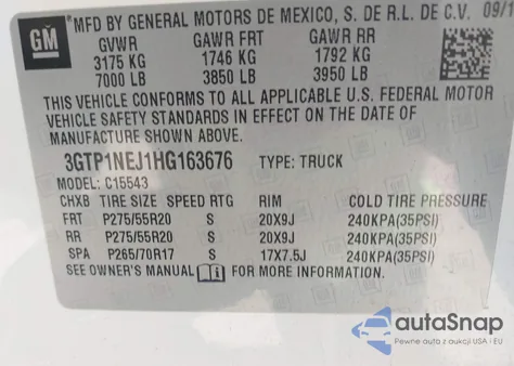 2017 GMC Sierra 1500 Slt from USA, damaged, VIN 3GTP1NEJ1HG163676